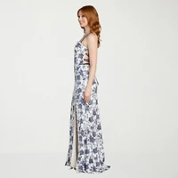 Morgan & Co. Womens Juniors Scallop Neck Short Sleeve Sequin Floral Bodycon Dress