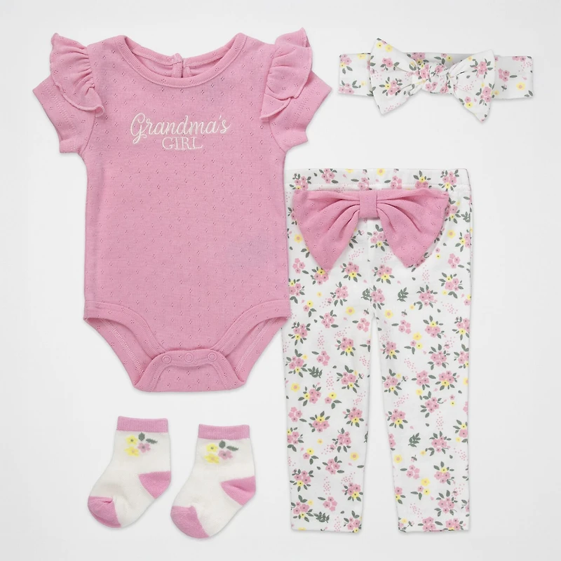 Baby Essentials Girls 4-pc. Pant Set