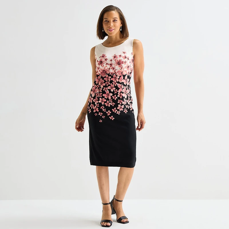 Maya Brooke Womens Crepe Floral Jacket Dress