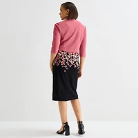 Maya Brooke Womens Crepe Floral Jacket Dress