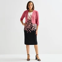 Maya Brooke Womens Crepe Floral Jacket Dress