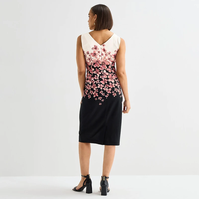 Maya Brooke Womens Crepe Floral Jacket Dress