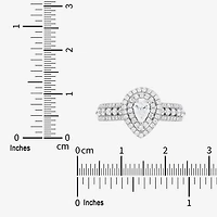 Limited Quantities! (G-I / I1) Womens 1 CT. T.W. Natural White Diamond 14K Gold Pear Side Stone Halo Engagement Ring
