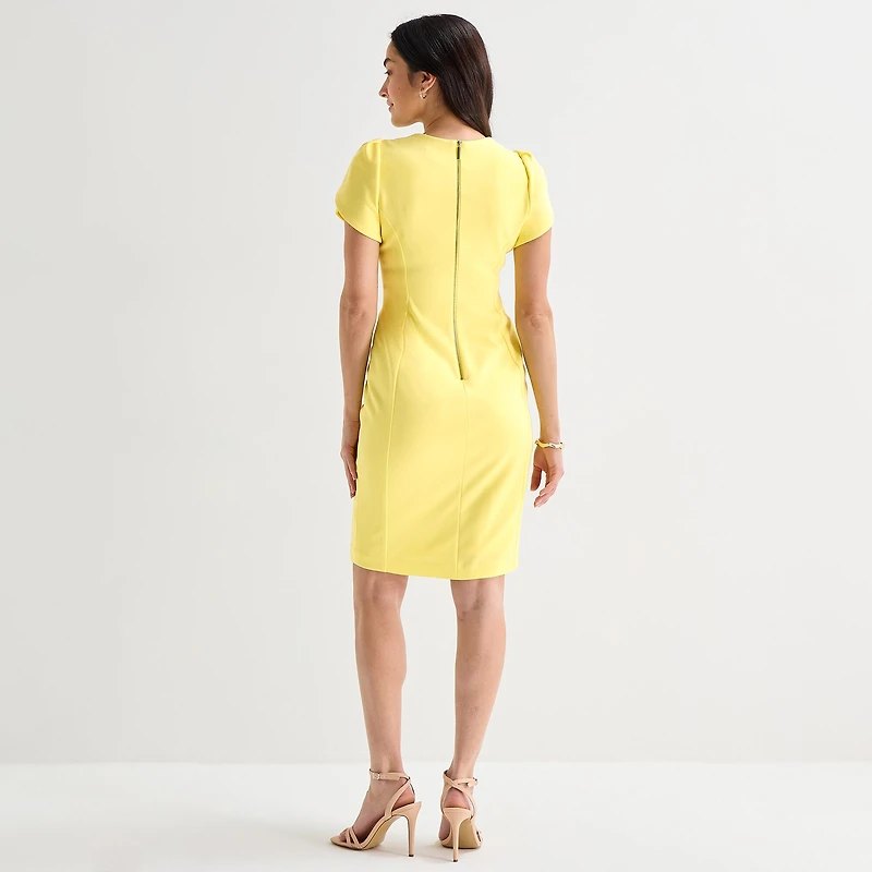 Marc New York Womens Square Neck Short Sleeve Sheath Dress