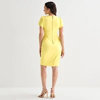 Marc New York Womens Square Neck Short Sleeve Sheath Dress