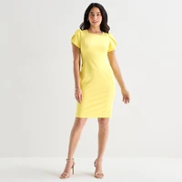 Marc New York Womens Square Neck Short Sleeve Sheath Dress