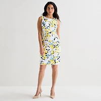 Marc New York Womens Round Neck Sleeveless Floral Sheath Dress