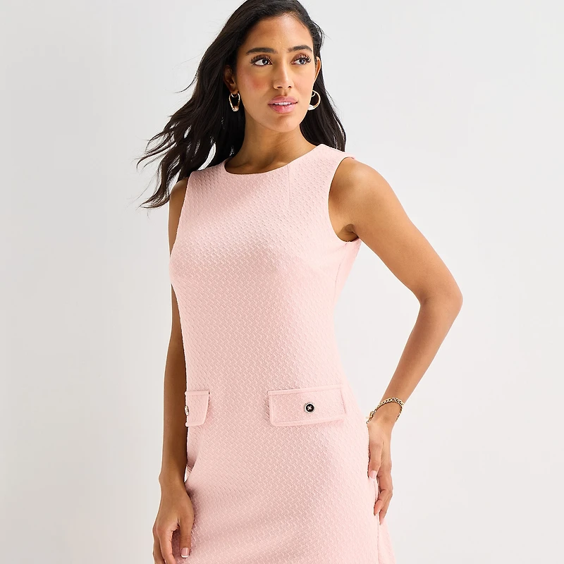 Marc New York Womens Round Neck Sleeveless Sheath Dress