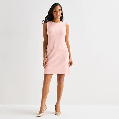 Marc New York Womens Round Neck Sleeveless Sheath Dress