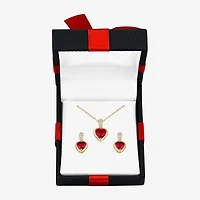 Womens Lab Created Red Ruby 14K Gold Over Silver Heart 2-pc. Jewelry Set