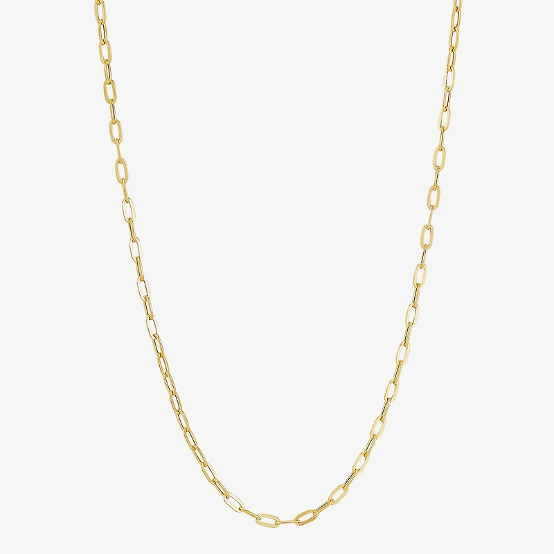 Made in Italy Womens 10K Gold 18 Inch Paperclip Chain Necklace