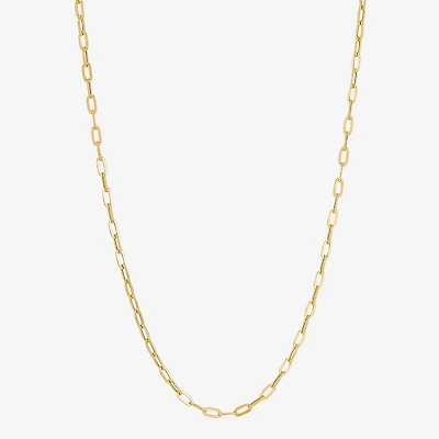 Made in Italy Womens 10K Gold 18 Inch Paperclip Chain Necklace