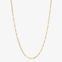 Made in Italy Womens 10K Gold 18 Inch Paperclip Chain Necklace
