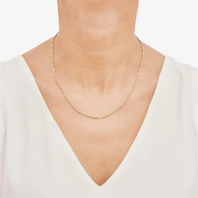 Made in Italy Womens 10K Gold 18 Inch Paperclip Chain Necklace
