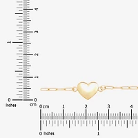 Gold Addiction Womens 10K Gold 7.25 Inch Solid Heart Chain Bracelet