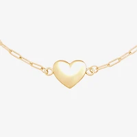 Gold Addiction Womens 10K Gold 7.25 Inch Solid Heart Chain Bracelet