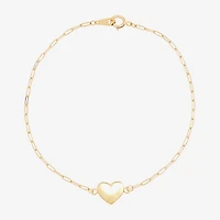 Gold Addiction Womens 10K Gold 7.25 Inch Solid Heart Chain Bracelet