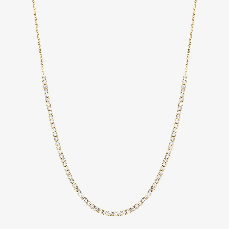 Silver Addiction Womens White Cubic Zirconia 14K Gold Over Silver 18 Inch Tennis Necklace