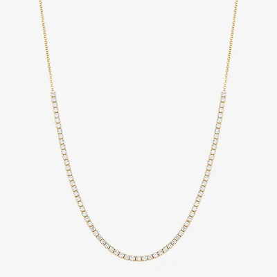 Silver Addiction Womens White Cubic Zirconia 14K Gold Over Silver 18 Inch Tennis Necklace