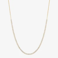 Silver Addiction Womens White Cubic Zirconia 14K Gold Over Silver 18 Inch Tennis Necklace