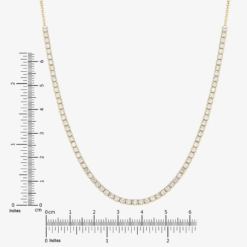 Silver Addiction Womens White Cubic Zirconia 14K Gold Over Silver 18 Inch Tennis Necklace