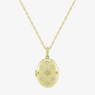 (H-I / Si1) Womens 1/10 CT. T.W. Lab Grown White Diamond 14K Gold Over Silver Oval 18 Inch Pendant Necklace