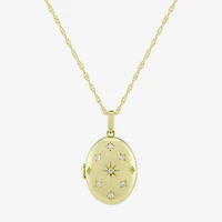 (H-I / Si1) Womens 1/10 CT. T.W. Lab Grown White Diamond 14K Gold Over Silver Oval 18 Inch Pendant Necklace