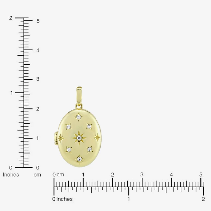 (H-I / Si1) Womens 1/10 CT. T.W. Lab Grown White Diamond 14K Gold Over Silver Oval 18 Inch Pendant Necklace