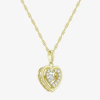 (H-I / Si1) Womens 1/4 CT. T.W. Lab Grown White Diamond 14K Gold Over Silver Heart 18 Inch Pendant Necklace
