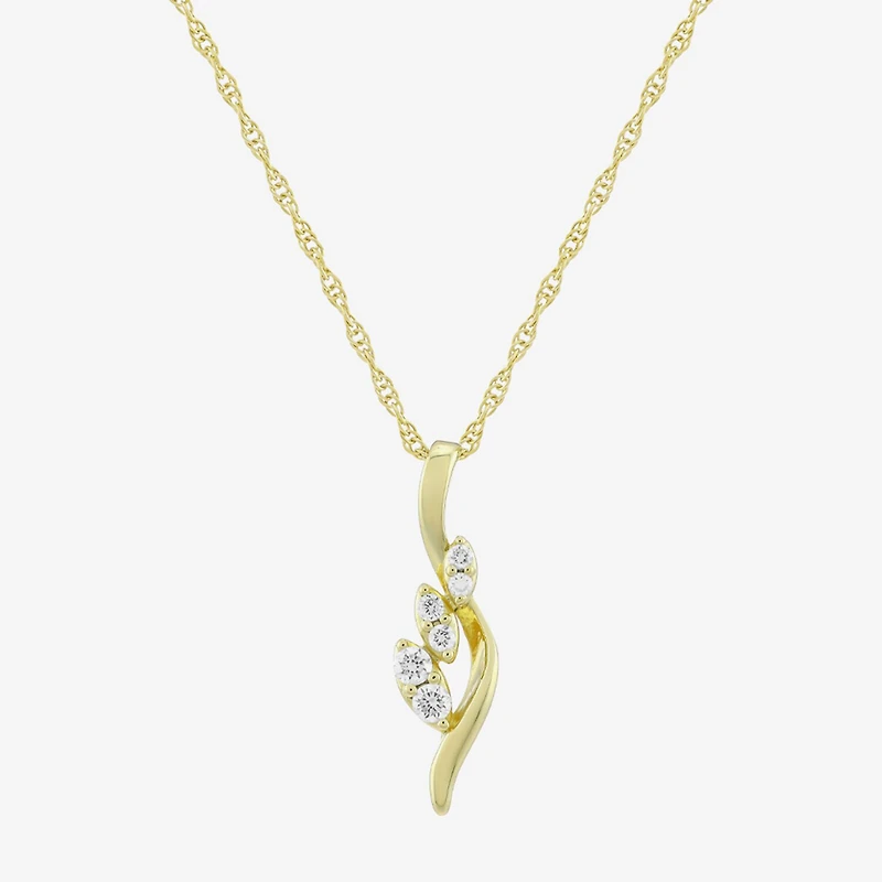 H-I / Si1) Womens 1/ CT. T.W. Lab Grown White Diamond 14K Gold Over Silver 18 Inch Pendant Necklace