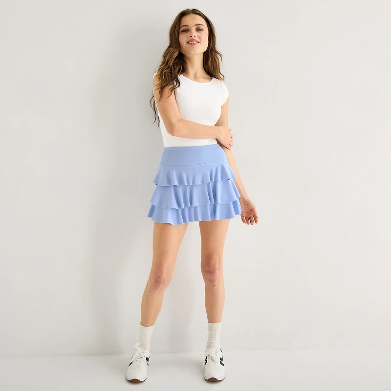 Arizona Womens Juniors Mid Rise Mini Active Pleated Skirt