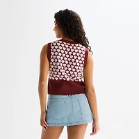 Forever 21 Womens Crew Neck Button Juniors Hearts Sweater Vest
