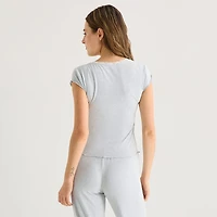 Forever 21 Womens Juniors Square Neck Short Sleeve T-Shirt