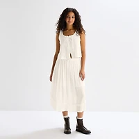 Arizona Womens Juniors Round Neck Sleeveless Peplum Top