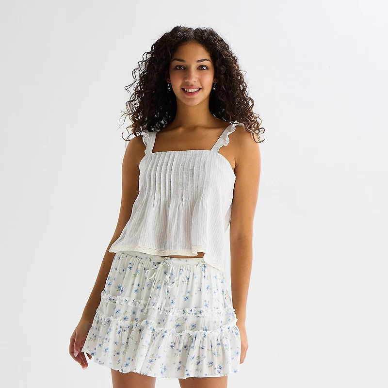 Arizona Womens Juniors Scoop Neck Sleeveless Camisole