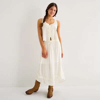 Arizona Womens Juniors Mid Rise Maxi Skirt