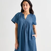 St. John's Bay Womens Short Sleeve Sheath Dress