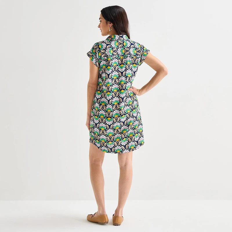 St. John's Bay Womens Short Sleeve Striped Sheath Dress
