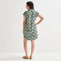 St. John's Bay Womens Short Sleeve Striped Sheath Dress