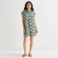 St. John's Bay Womens Short Sleeve Striped Sheath Dress