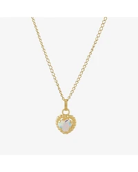 Limited Quantities! Girls White Cubic Zirconia 14K Gold Heart 13 Inch Pendant Necklace