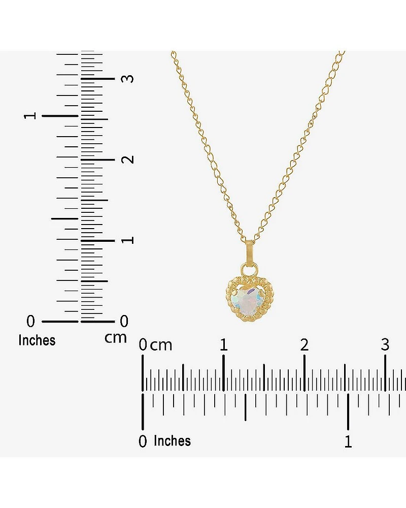 Limited Quantities! Girls White Cubic Zirconia 14K Gold Heart 13 Inch Pendant Necklace