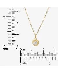 Limited Quantities! Girls White Cubic Zirconia 14K Gold Heart 13 Inch Pendant Necklace