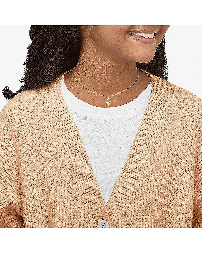 Limited Quantities! Girls White Cubic Zirconia 14K Gold Heart 13 Inch Pendant Necklace
