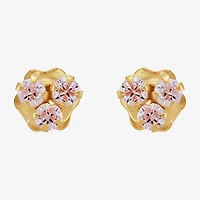 Limited Quantities! Pink Cubic Zirconia 14K Gold 4.2mm Stud Earrings