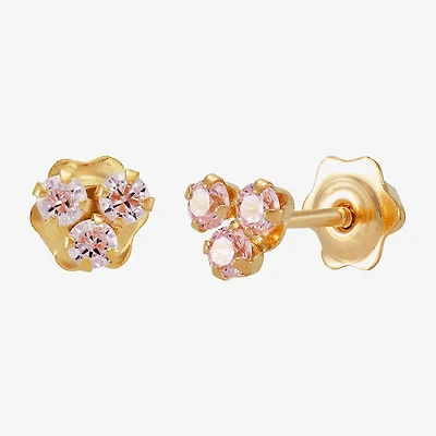 Limited Quantities! Pink Cubic Zirconia 14K Gold 4.2mm Stud Earrings