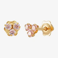 Limited Quantities! Pink Cubic Zirconia 14K Gold 4.2mm Stud Earrings