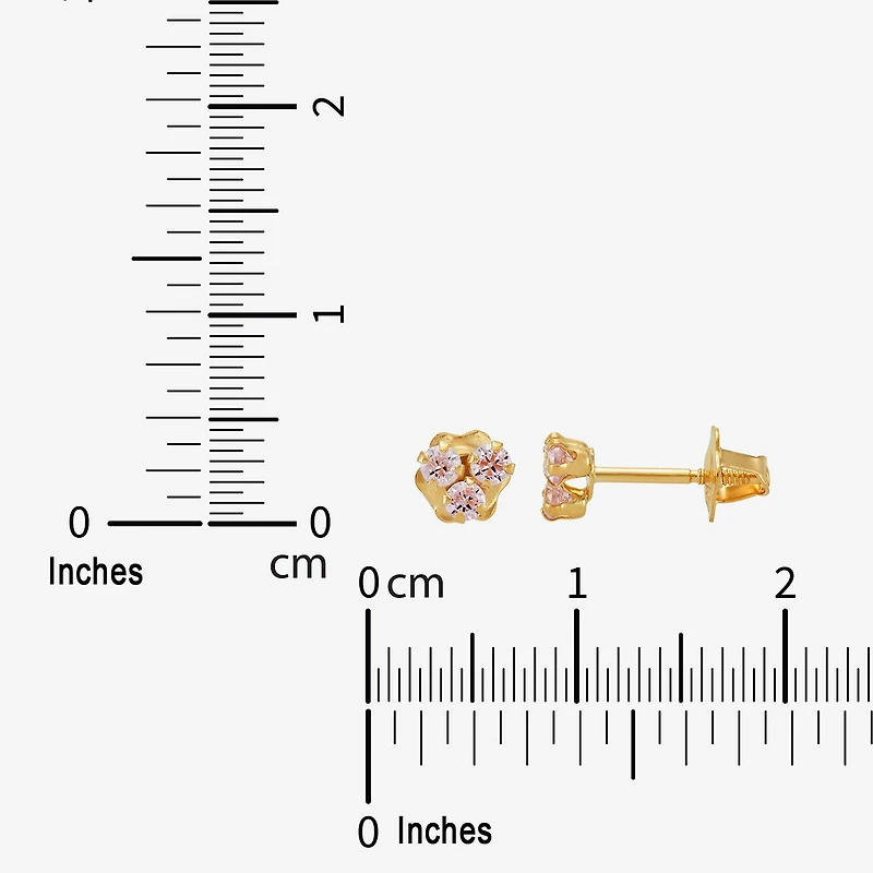 Limited Quantities! Pink Cubic Zirconia 14K Gold 4.2mm Stud Earrings