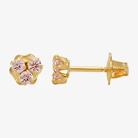 Limited Quantities! Pink Cubic Zirconia 14K Gold 4.2mm Stud Earrings