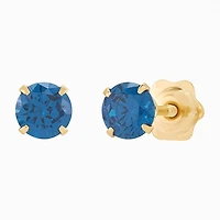 Limited Quantities! Blue Cubic Zirconia 14K Gold 4mm Round Stud Earrings